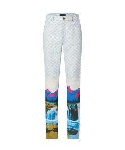 Uomo Louis Vuitton Pantaloni | Jeans Regular Con Motivo Damier Spread Landscape