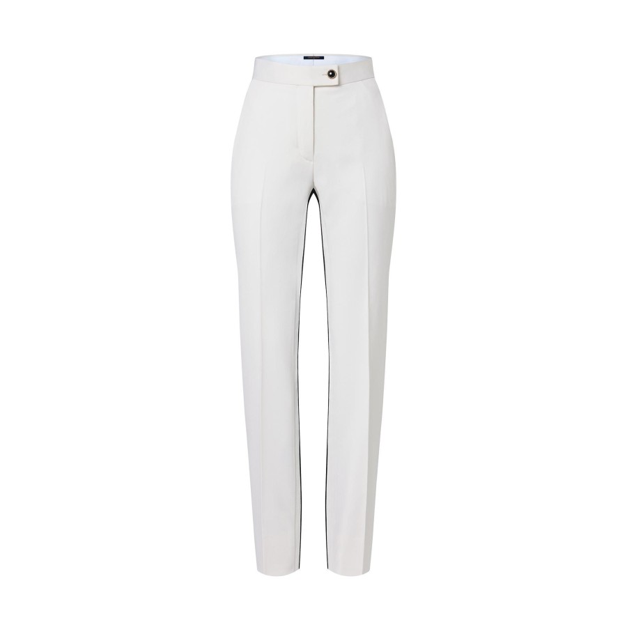 Donna Louis Vuitton Pantaloni | Pantaloni In Stile Smoking Con Bottone Gioiello Blanc Lait