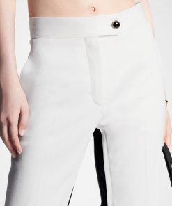 Donna Louis Vuitton Pantaloni | Pantaloni In Stile Smoking Con Bottone Gioiello Blanc Lait