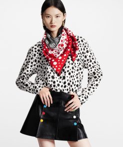 Donna Louis Vuitton Foulard In Seta E Bandeaux | Lv X Yk Foulard Infinity Dots 90 Rouge Blanc