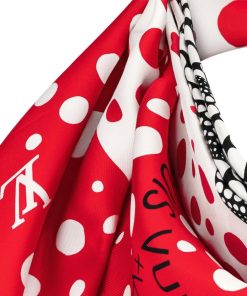 Donna Louis Vuitton Foulard In Seta E Bandeaux | Lv X Yk Foulard Infinity Dots 90 Rouge Blanc