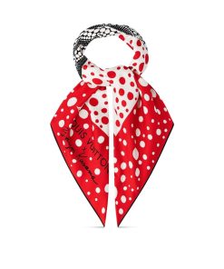 Donna Louis Vuitton Foulard In Seta E Bandeaux | Lv X Yk Foulard Infinity Dots 90 Rouge Blanc