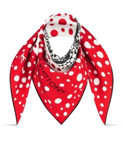 Donna Louis Vuitton Foulard In Seta E Bandeaux | Lv X Yk Foulard Infinity Dots 90 Rouge Blanc