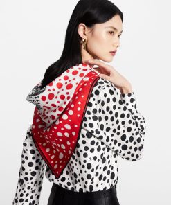 Donna Louis Vuitton Foulard In Seta E Bandeaux | Lv X Yk Foulard Infinity Dots 90 Rouge Blanc