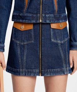 Donna Louis Vuitton Denim | Minigonna In Denim Con Dettagli In Pelle