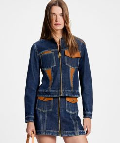 Donna Louis Vuitton Denim | Minigonna In Denim Con Dettagli In Pelle