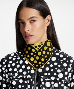 Donna Louis Vuitton Foulard In Seta E Bandeaux | Lv X Yk Foulard Infinity Dots 45 Nero/Giallo