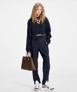 Donna Louis Vuitton Pantaloni | Pantaloni In Twill Di Lana Con Vita A Sacchetto Trompe-L'Oeil