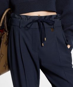 Donna Louis Vuitton Pantaloni | Pantaloni In Twill Di Lana Con Vita A Sacchetto Trompe-L'Oeil