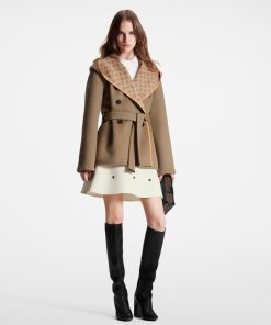 Donna Louis Vuitton Cappotti E Giacche | Cappotto A Vestaglia Doppiopetto Con Motivo Monogram 3D Spago Scuro