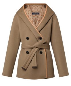 Donna Louis Vuitton Cappotti E Giacche | Cappotto A Vestaglia Doppiopetto Con Motivo Monogram 3D Spago Scuro