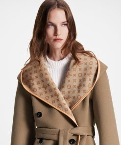 Donna Louis Vuitton Cappotti E Giacche | Cappotto A Vestaglia Doppiopetto Con Motivo Monogram 3D Spago Scuro