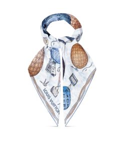 Donna Louis Vuitton Foulard In Seta E Bandeaux | Foulard Up And Away 90 Bleu Clair