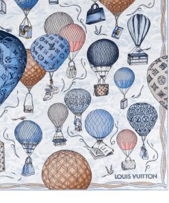 Donna Louis Vuitton Foulard In Seta E Bandeaux | Foulard Up And Away 90 Bleu Clair