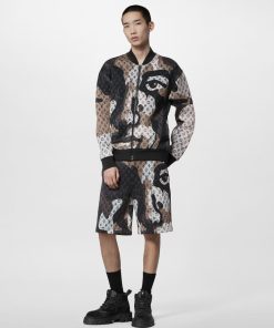 Uomo Louis Vuitton Pantaloni | Shorts In Jersery Di Cotone Con Motivo Monogram In Jacquard