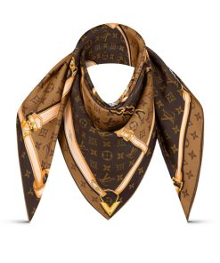 Donna Louis Vuitton Foulard In Seta E Bandeaux | Foulard Monogram Confidential 90 Marrone