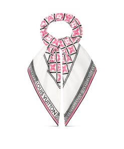 Donna Louis Vuitton Foulard In Seta E Bandeaux | Foulard Monogram Flower Tile 90 Rose Clair