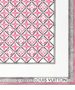 Donna Louis Vuitton Foulard In Seta E Bandeaux | Foulard Monogram Flower Tile 90 Rose Clair