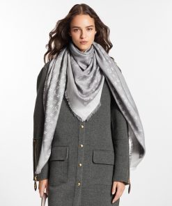 Donna Louis Vuitton Scialli E Stole | Scialle Monogram Denim Grigio Perla