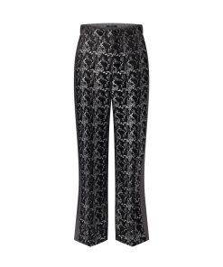 Donna Louis Vuitton Pantaloni | Pantaloni Svasati Con Motivo Astratto In Jacquard Noir