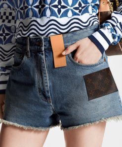 Donna Louis Vuitton Denim | Mini Shorts In Denim Con Orlo Sfrangiato