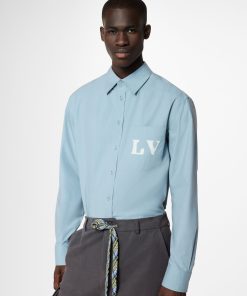 Uomo Louis Vuitton Camicie | Camicia Regular A Maniche Lunghe Con Iniziali Lv Grafiche