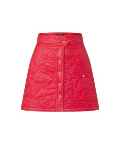 Donna Louis Vuitton Gonne E Shorts | Minigonna Con Fiori Monogram Trapuntati Rouge Vif